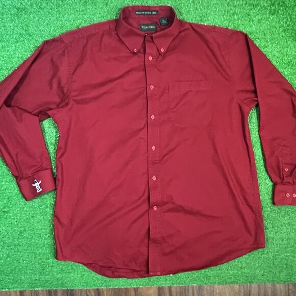 Vintage Rodeo Button Down XL Red Tiger Hill 90s Houston Rodeo Logo HLSR Button - Picture 1 of 6
